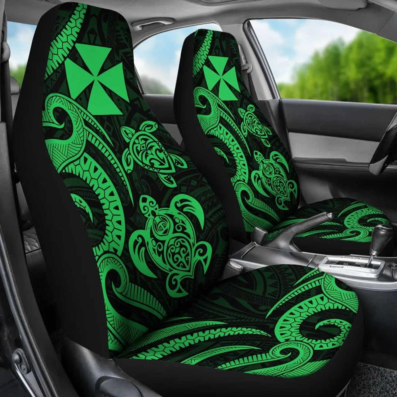 Wallis and Futuna Car Seat Covers - Green Tentacle Turtle