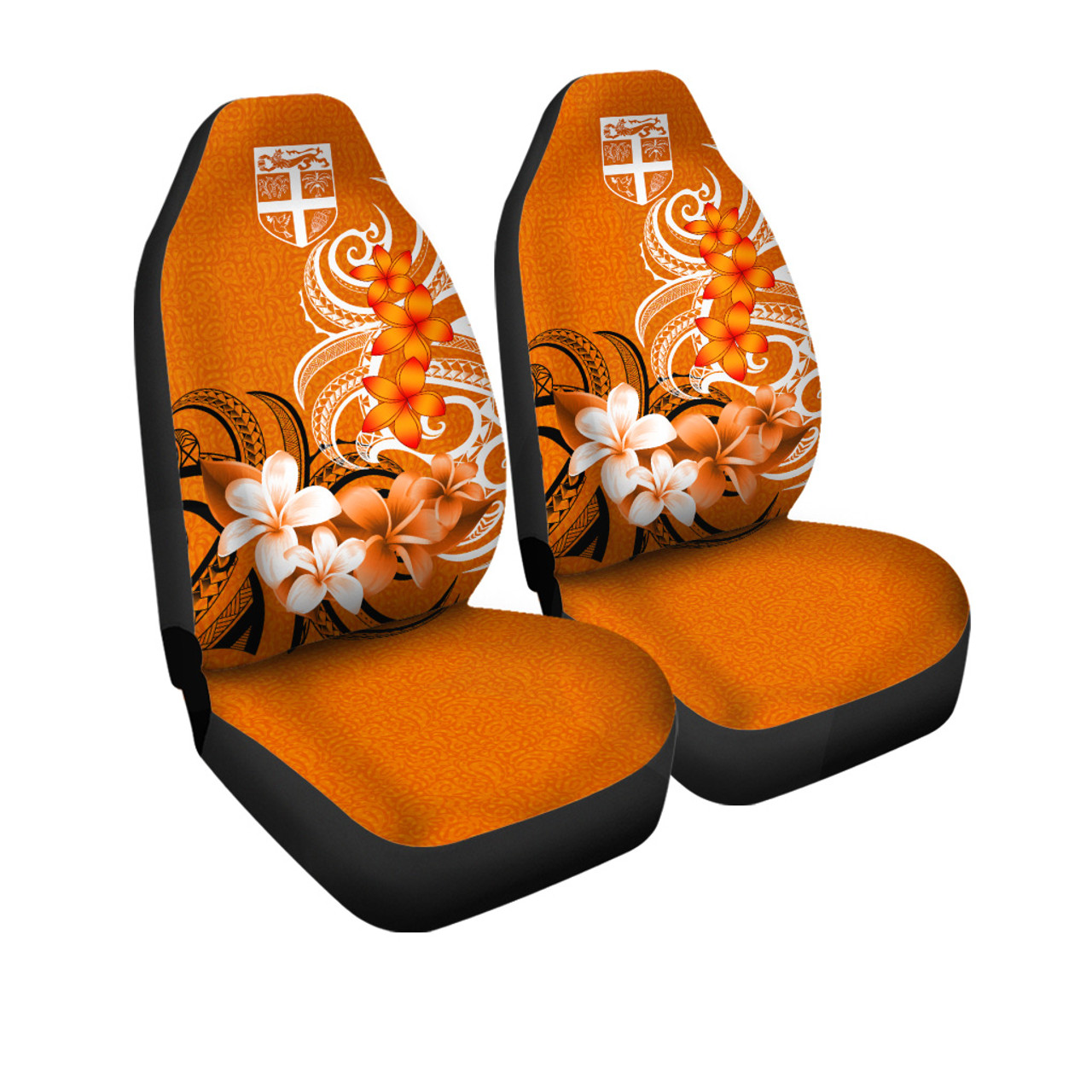 Fiji Car Seat Covers Polynesian Floral Spirit Orange