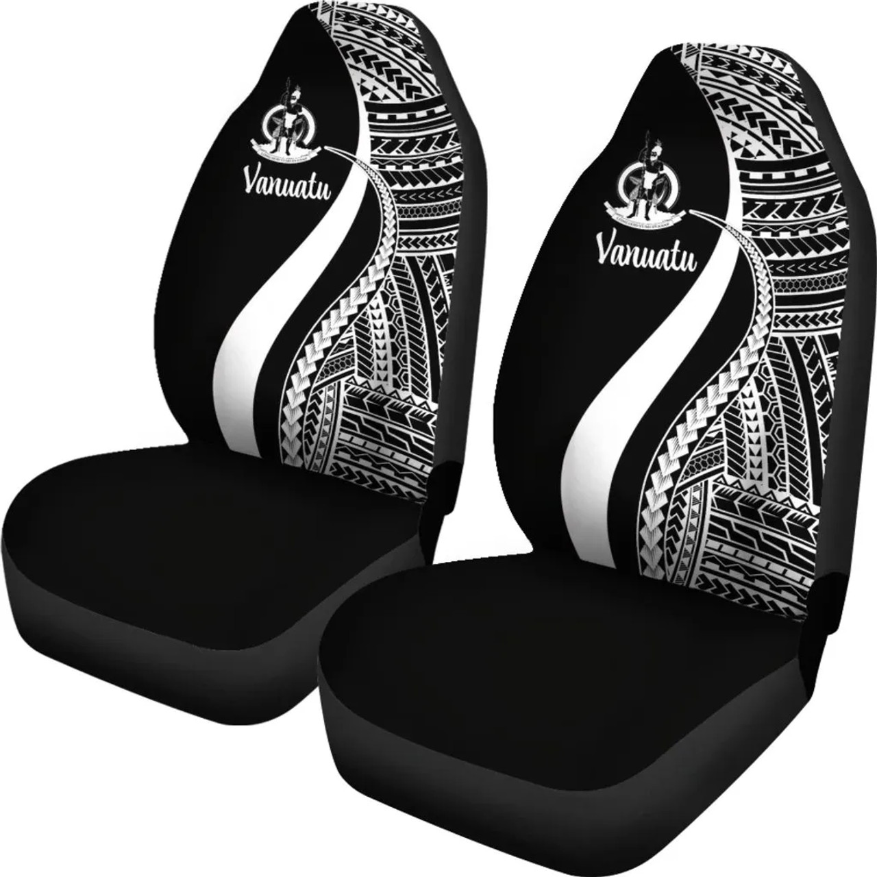 Vanuatu Car Seat Covers - White Polynesian Tentacle Tribal Pattern