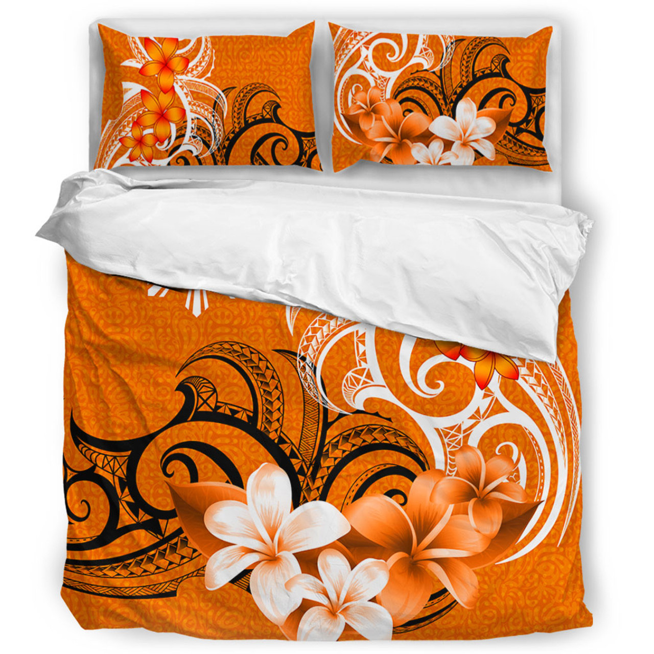 Philippines Filipinos Bedding Set Polynesian Floral Spirit Orange