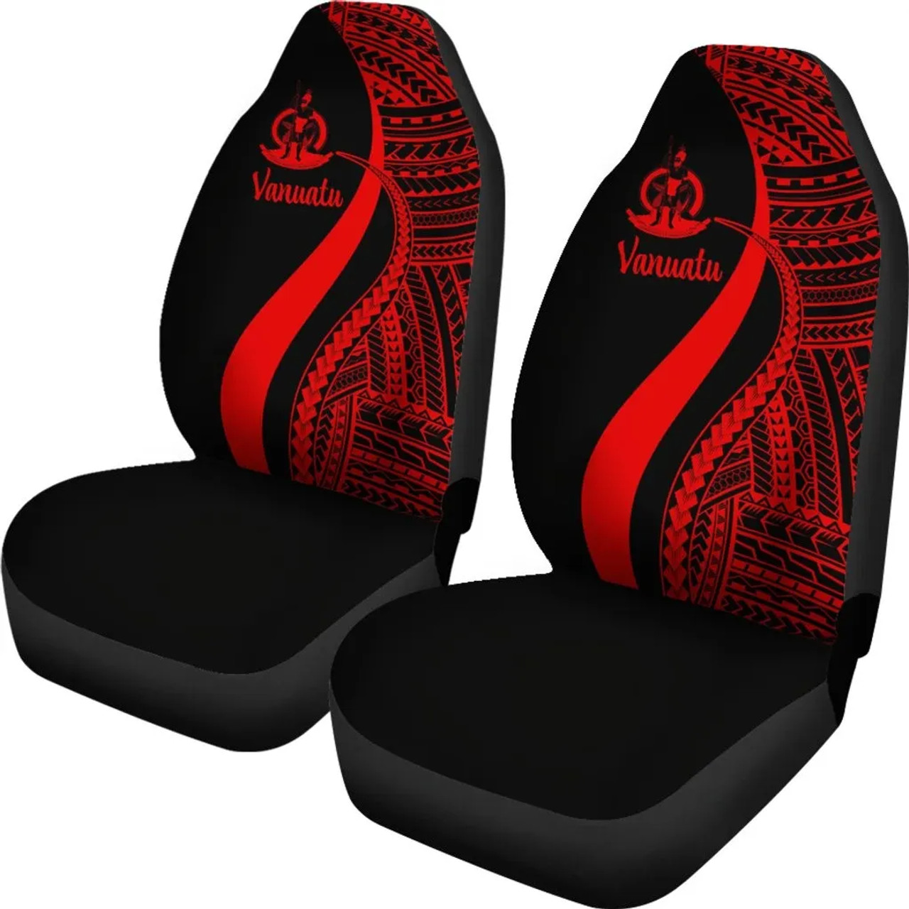 Vanuatu Car Seat Covers - Red Polynesian Tentacle Tribal Pattern