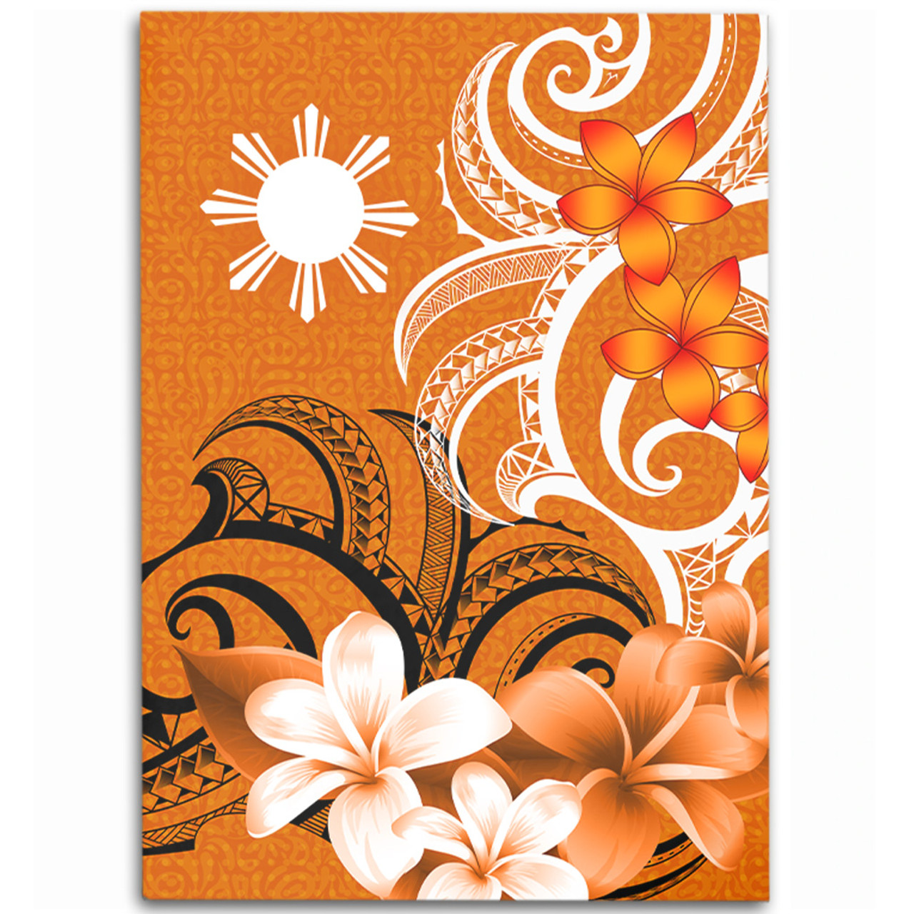 Philippines Filipinos Area Rug Polynesian Floral Spirit Orange2