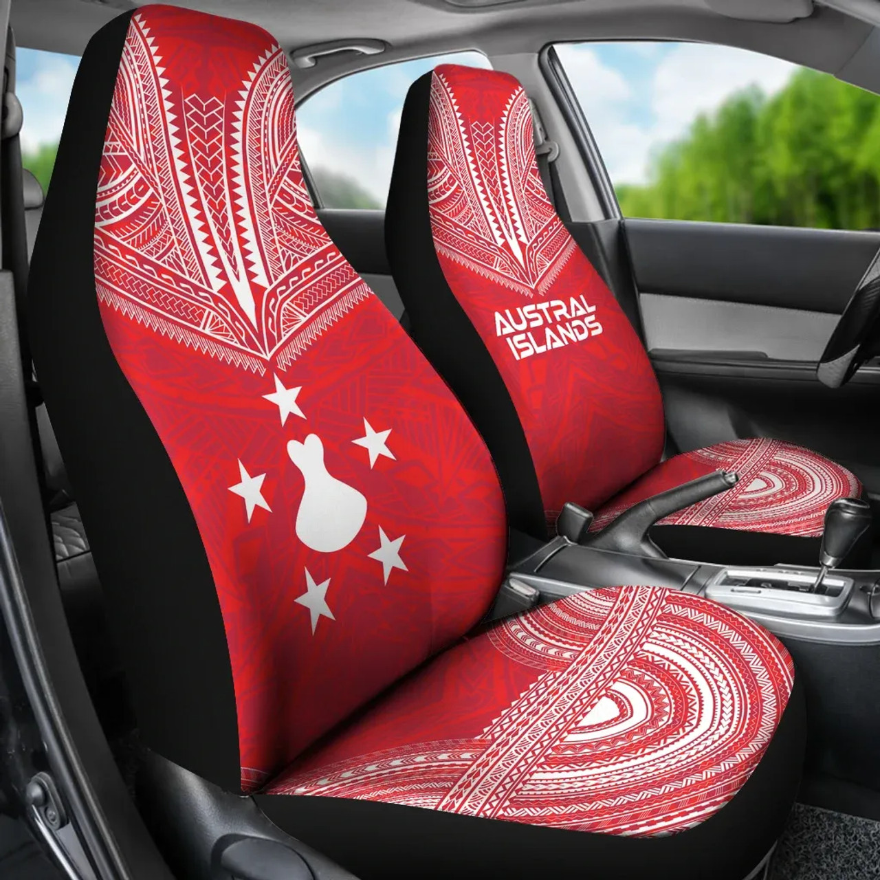 Austral Islands Car Seat Cover - Austral Islands Flag Polynesian Chief Tattoo Blue Version