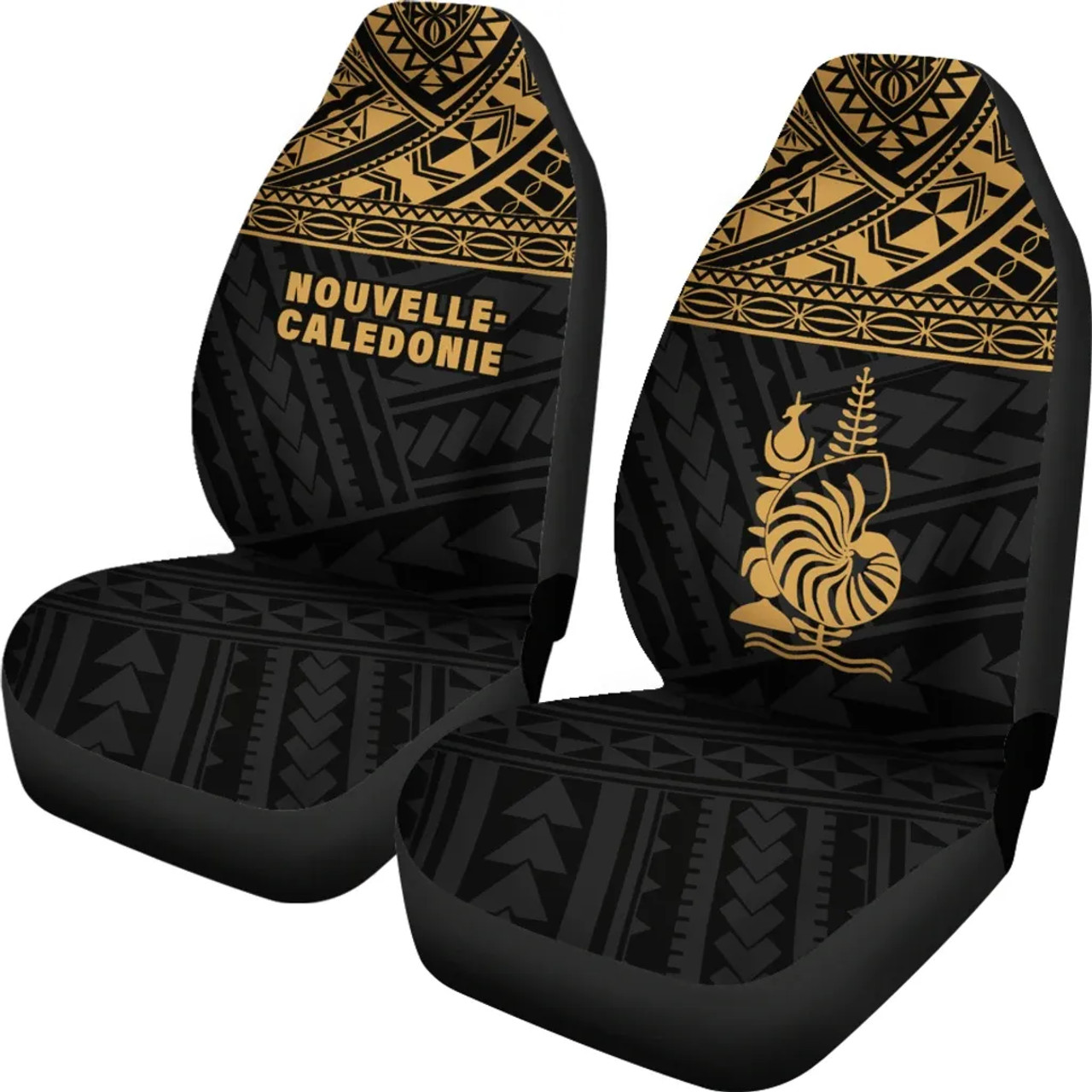 New Caledonia Car Seat Covers - New Caledonia Gold Coat Of Arms Polynesian Tattoo