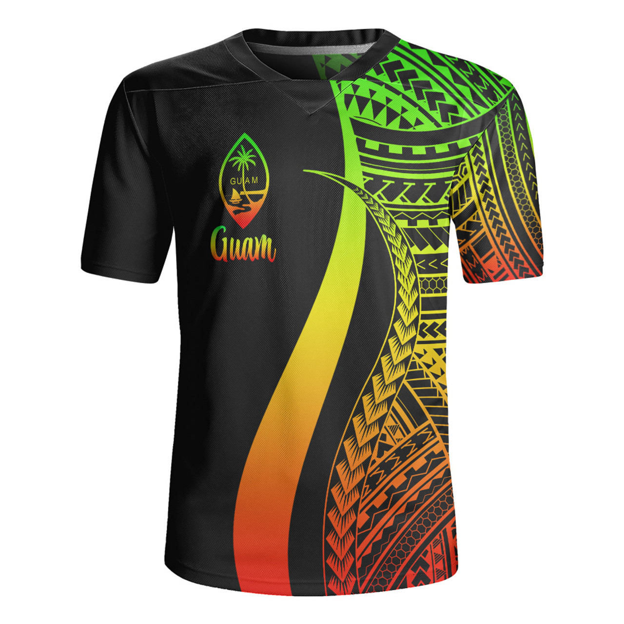 Guam Custom Personalised Rugby Jersey Polynesian Tentacle Tribal Pattern