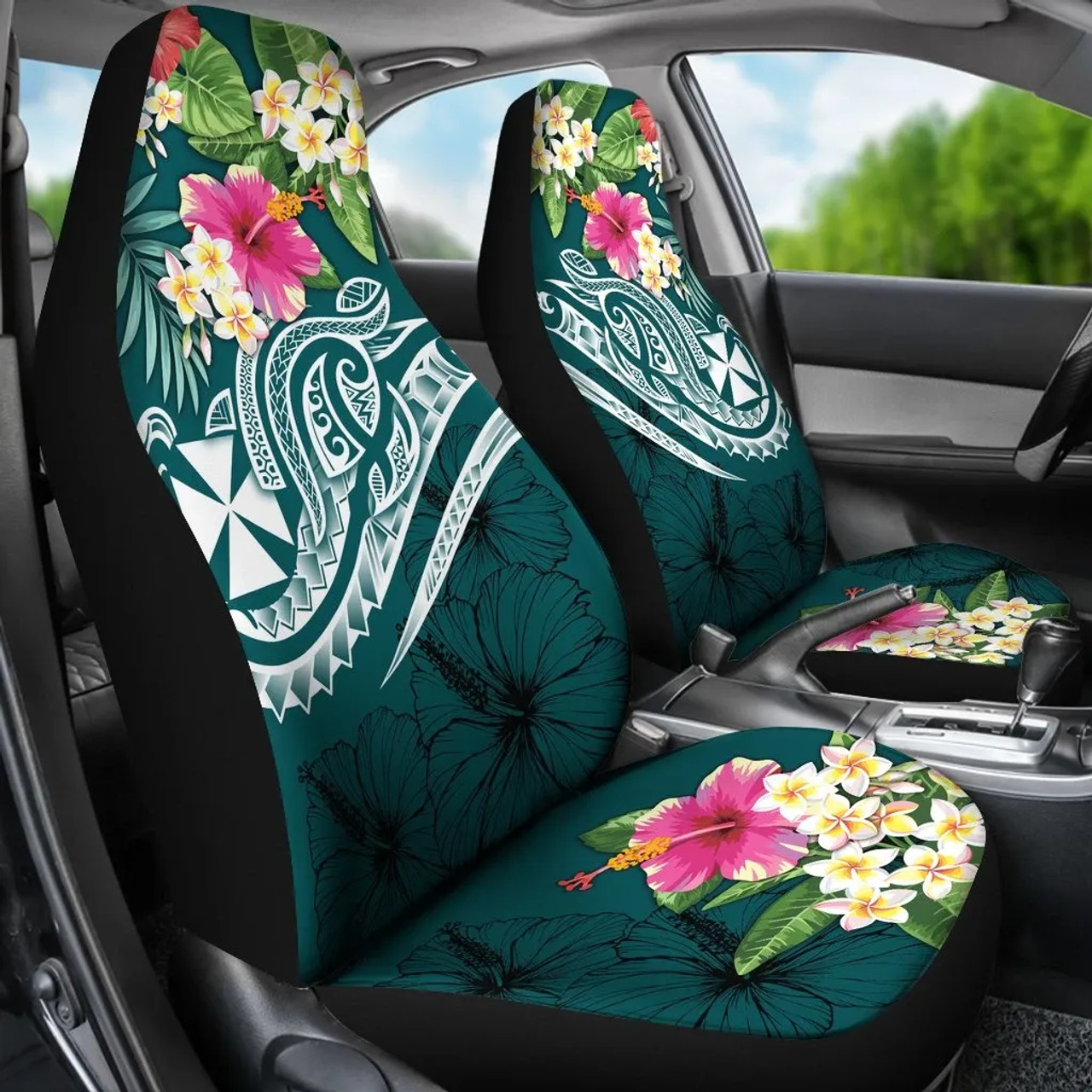 Wallis and Futuna Polynesian Car Seat Covers - Summer Plumeria (Turquoise)