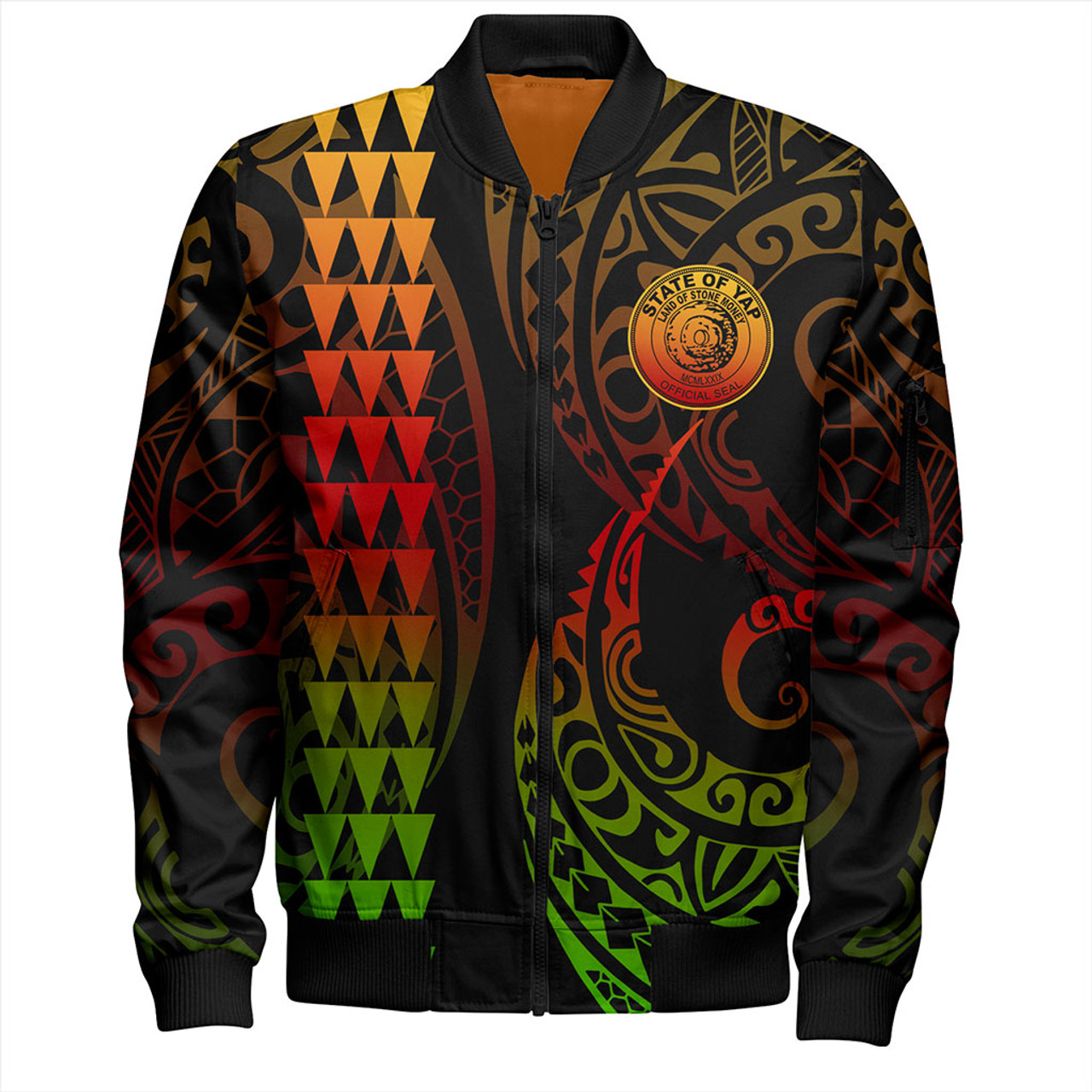 Yap State Bomber Jacket Kakau Style Reggae