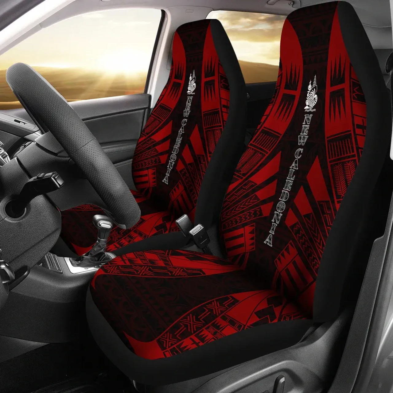 New Caledonia Car Seat Covers - New Caledonia Coat Of Arms Polynesian Tattoo Red