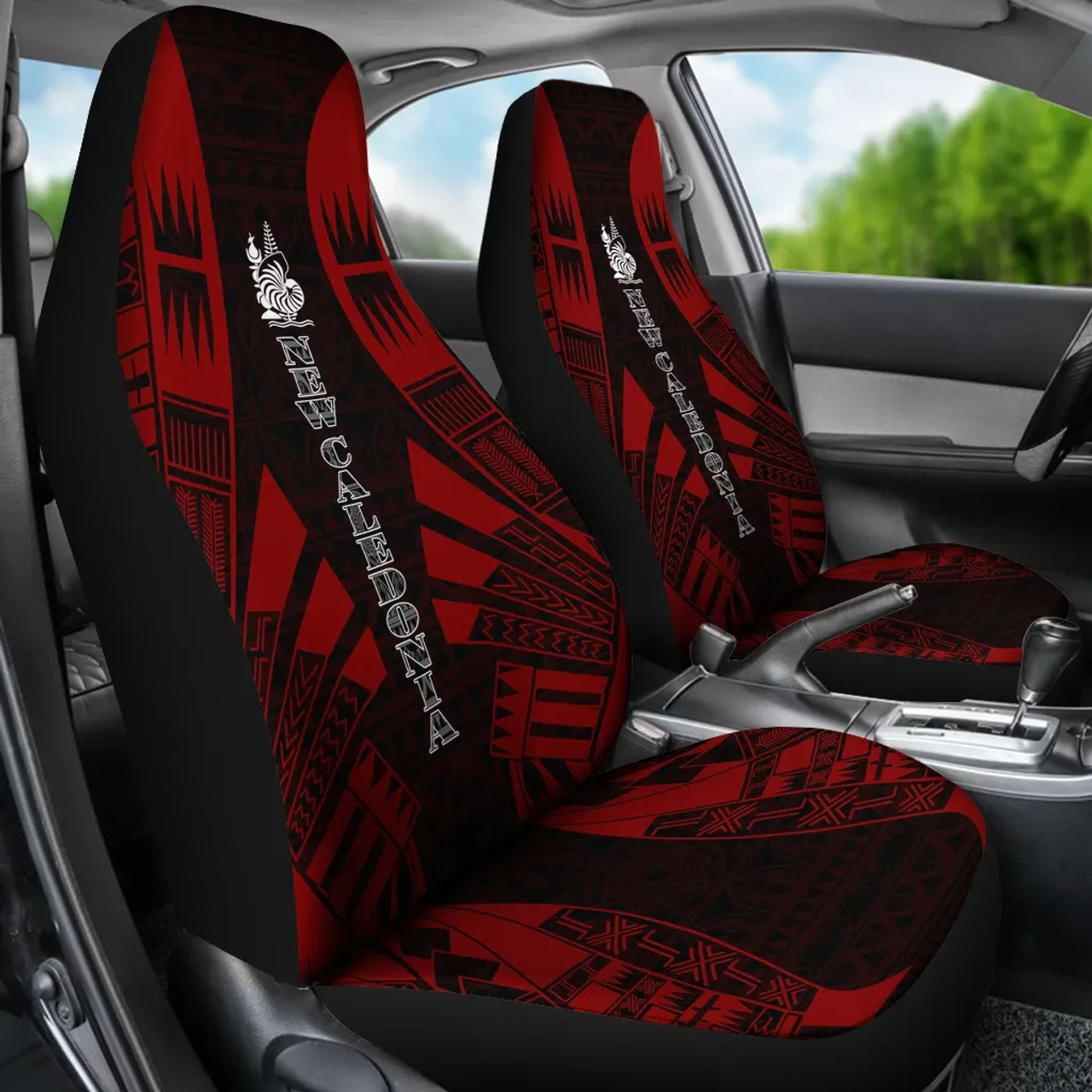 New Caledonia Car Seat Covers - New Caledonia Coat Of Arms Polynesian Tattoo Red