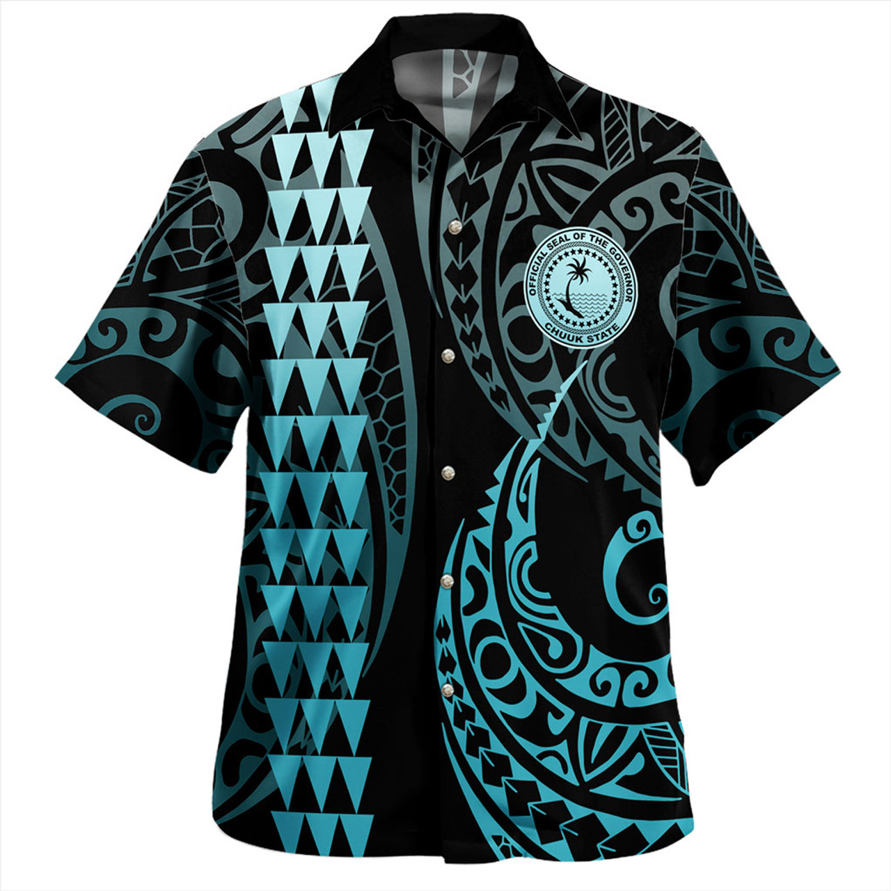 Chuuk State Hawaiian Shirt Kakau Style Ver.1 Turquoise