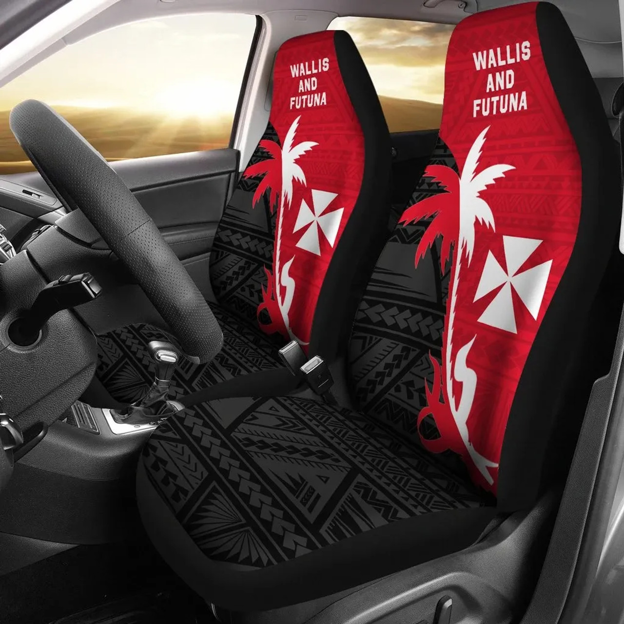 Wallis And Futuna Car Seat Covers - Wallis And Futuna Coat Of Arms Coconut Tree
