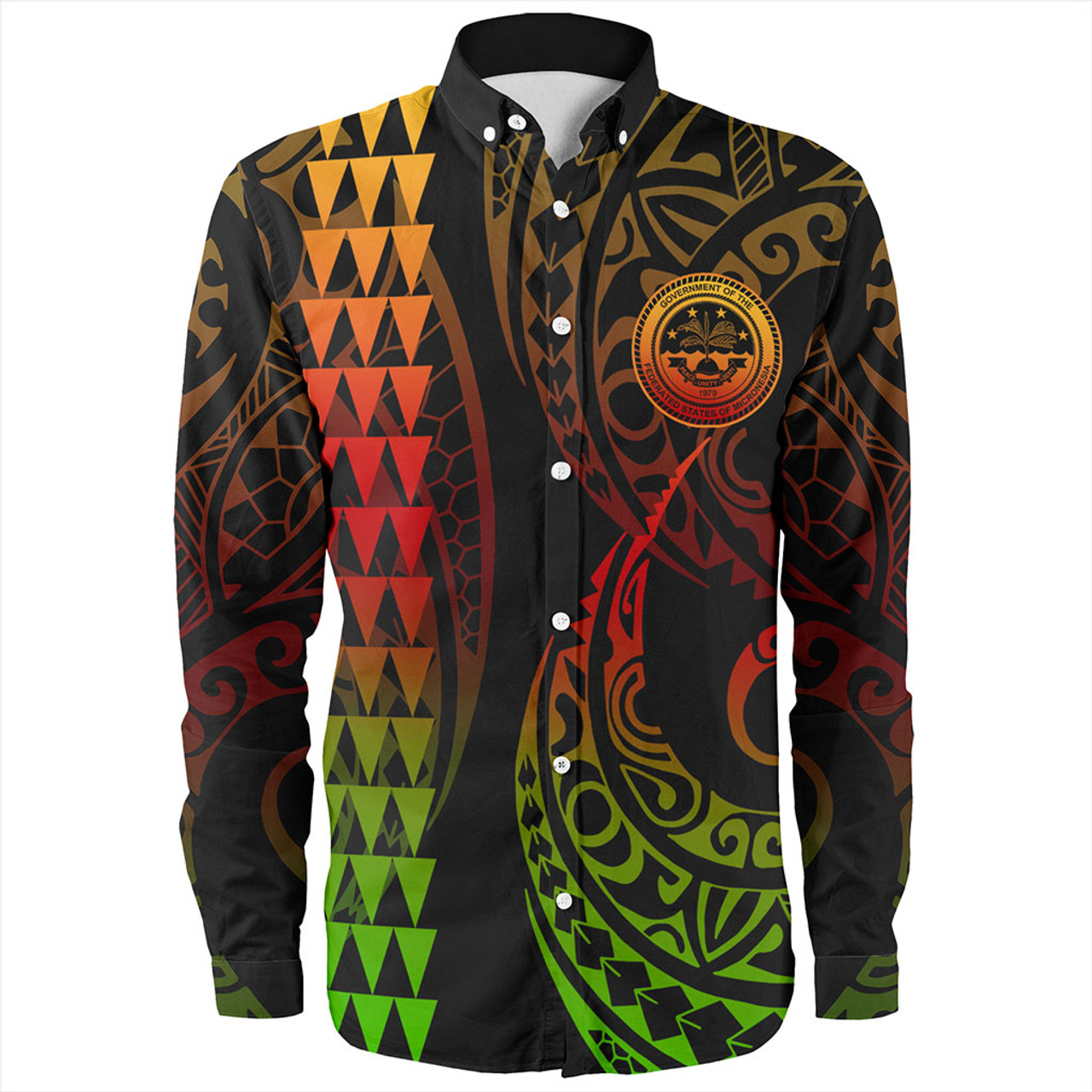 Federated States Of Micronesia Long Sleeve Shirt Kakau Style Reggae