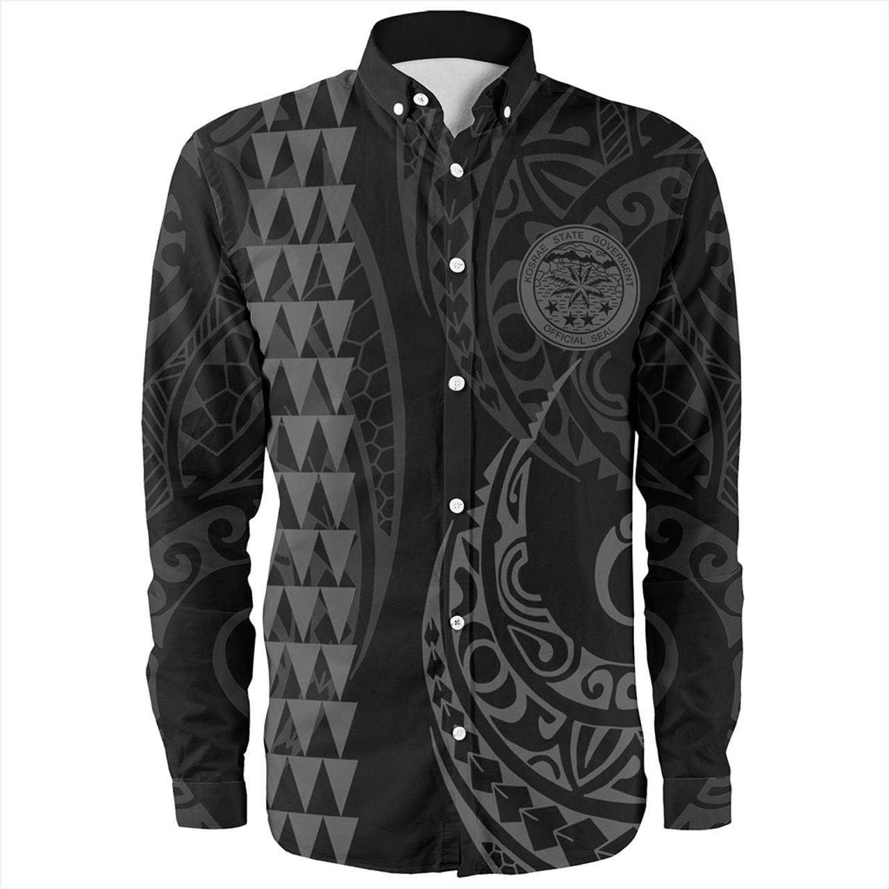 Kosrae Long Sleeve Shirt Kakau Style Gray