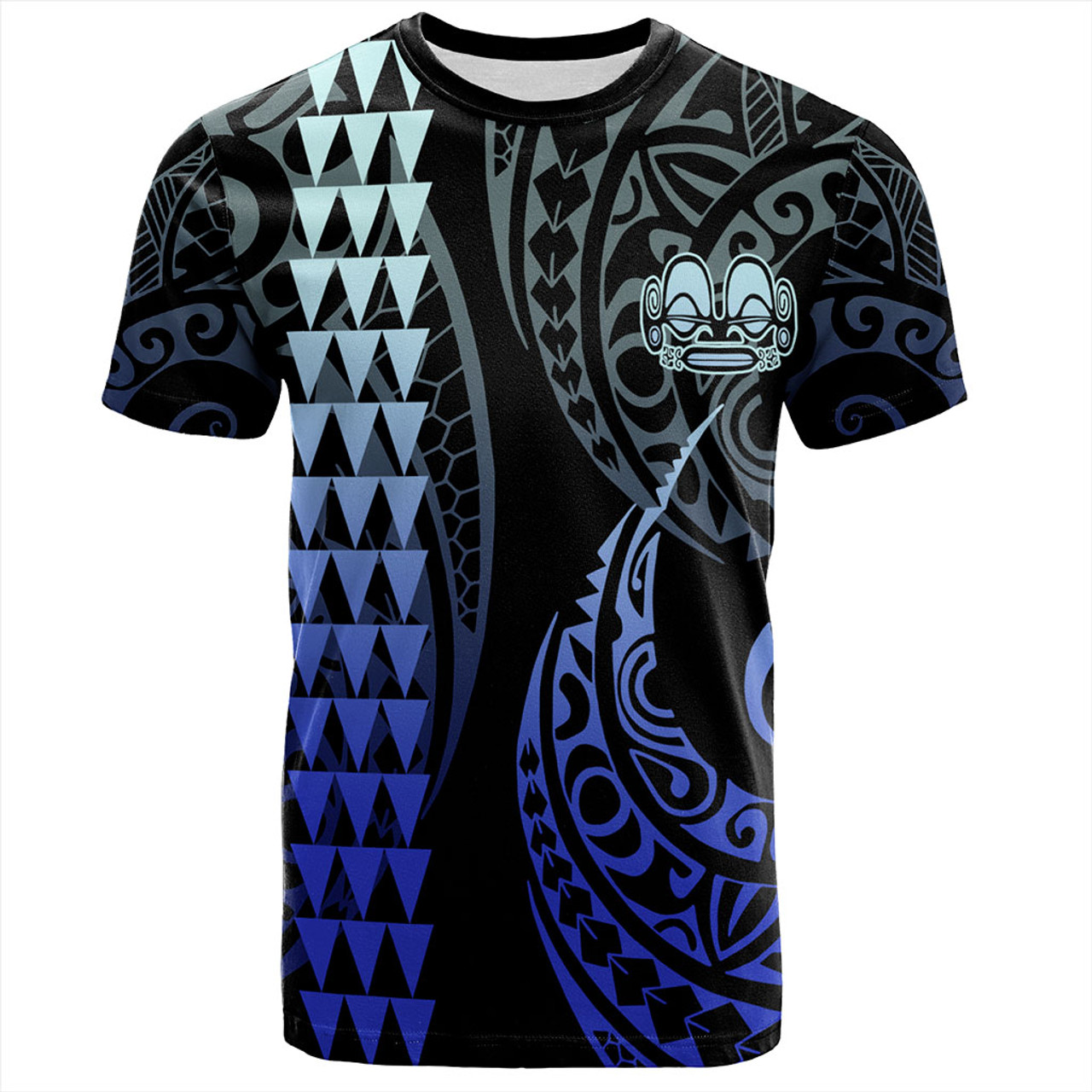 Marquesas Islands T-Shirt Kakau Style Gradient Blue