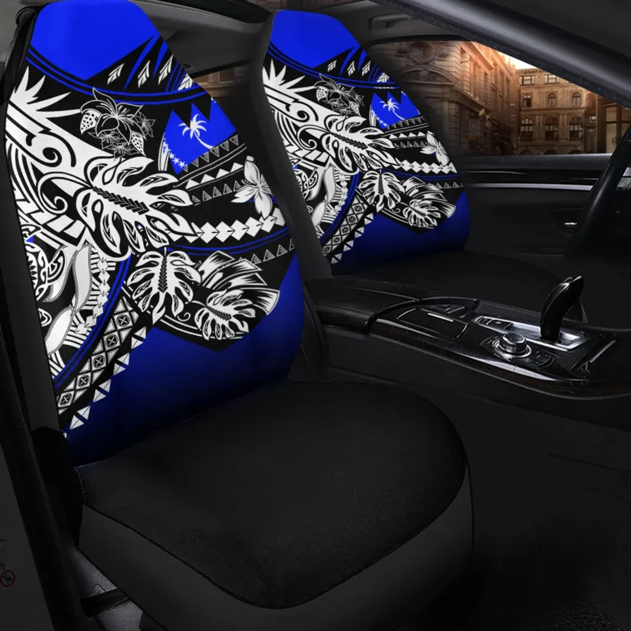 Chuuk State Car Seat Cover - The Flow OF Ocean Blue Color