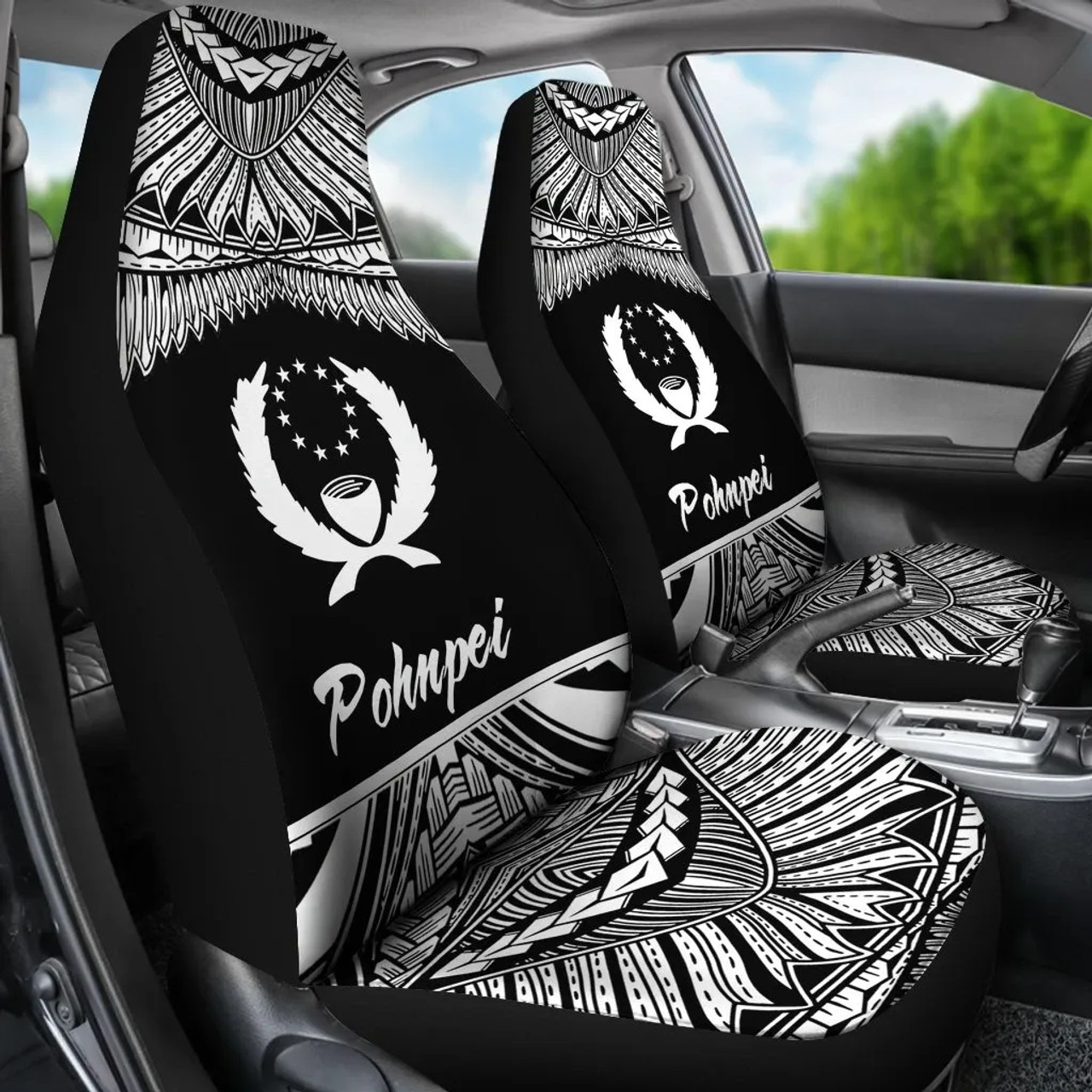 Pohnpei Polynesian Car Seat Covers - Pride White Version