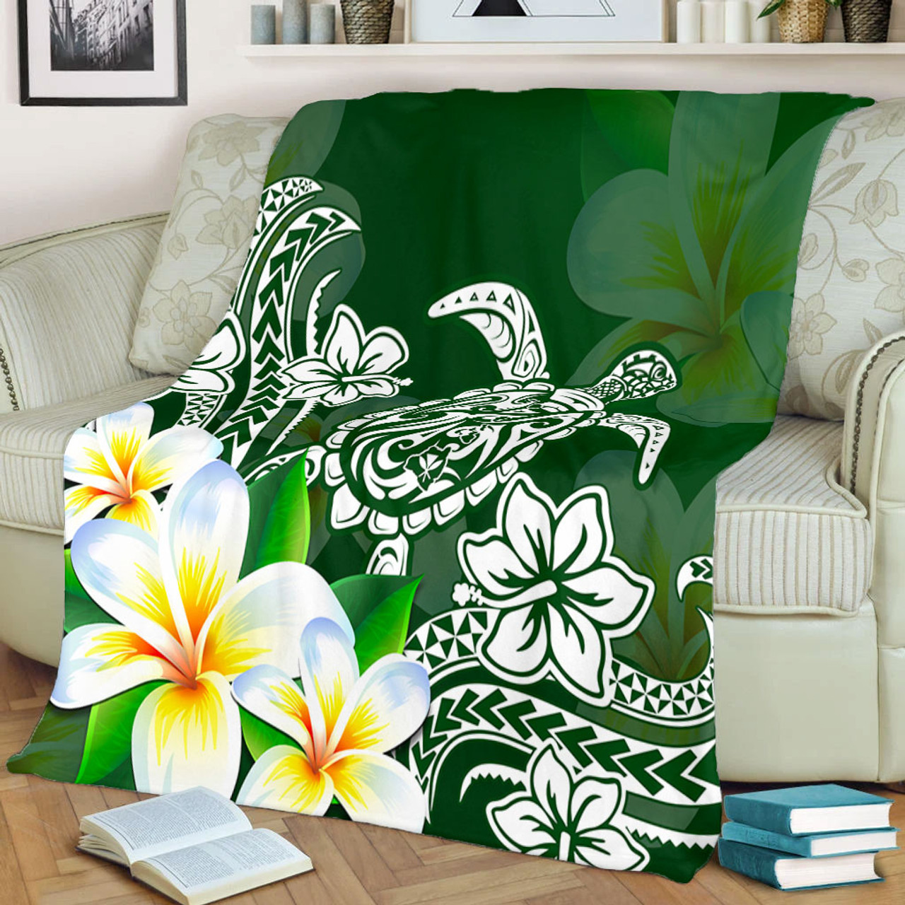 Hawaii Premium Blanket Polynesian Turtle Tattoo Plumeria Original Style