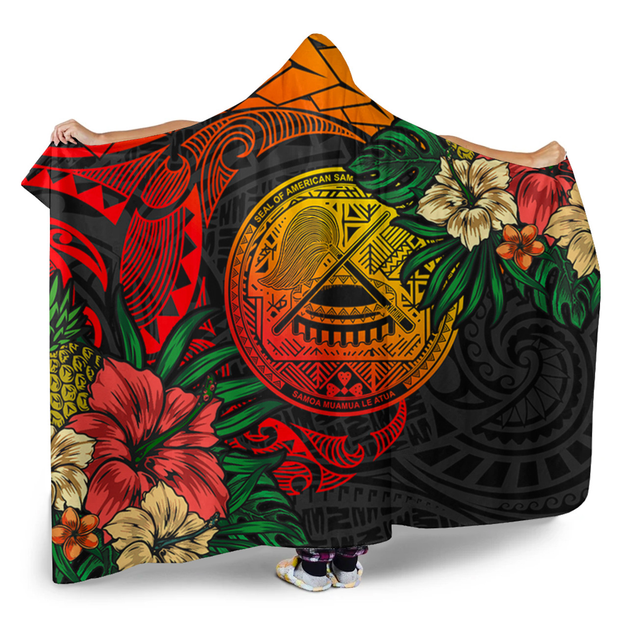 American Samoa Hooded Blanket Polynesian Coat Of Arms Tropical