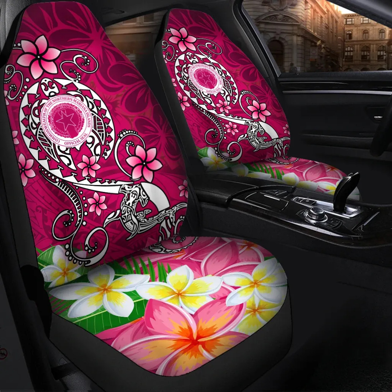 CNMI Car Seat Covers - Turtle Plumeria (Pink)