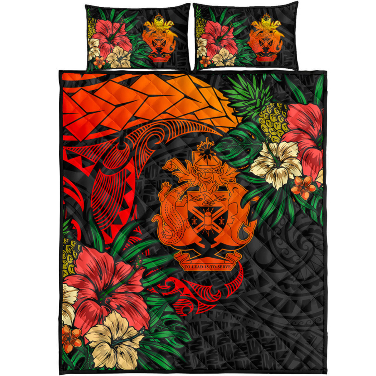 Solomon Islands Quilt Bed Set Polynesian Coat Of Arms Tropical