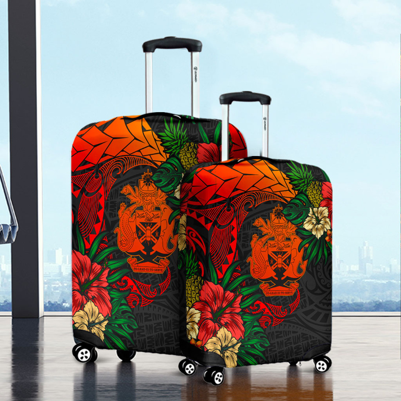 Solomon Islands Luggage Cover Polynesian Coat Of Arms Tropical