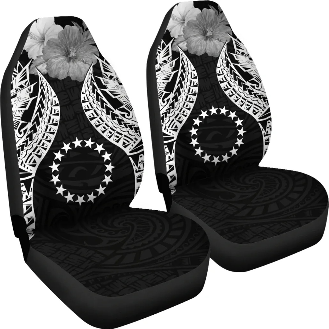 Cook islands Polynesian Car Seat Covers Pride Seal And Hibiscus Black