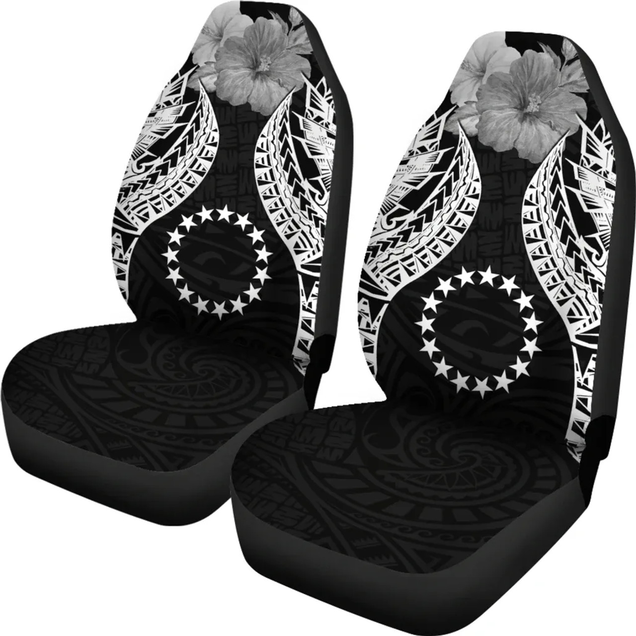 Cook islands Polynesian Car Seat Covers Pride Seal And Hibiscus Black