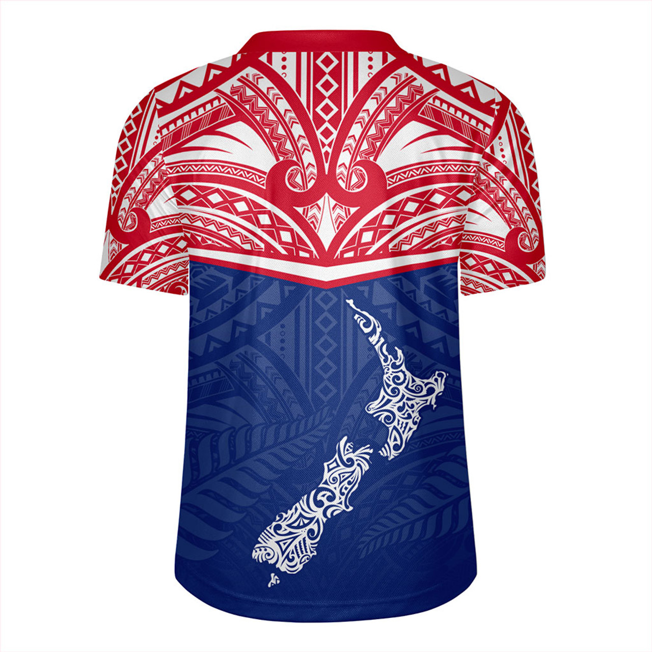 New Zealand Rugby Jersey Flag With Map And Maori Pattern