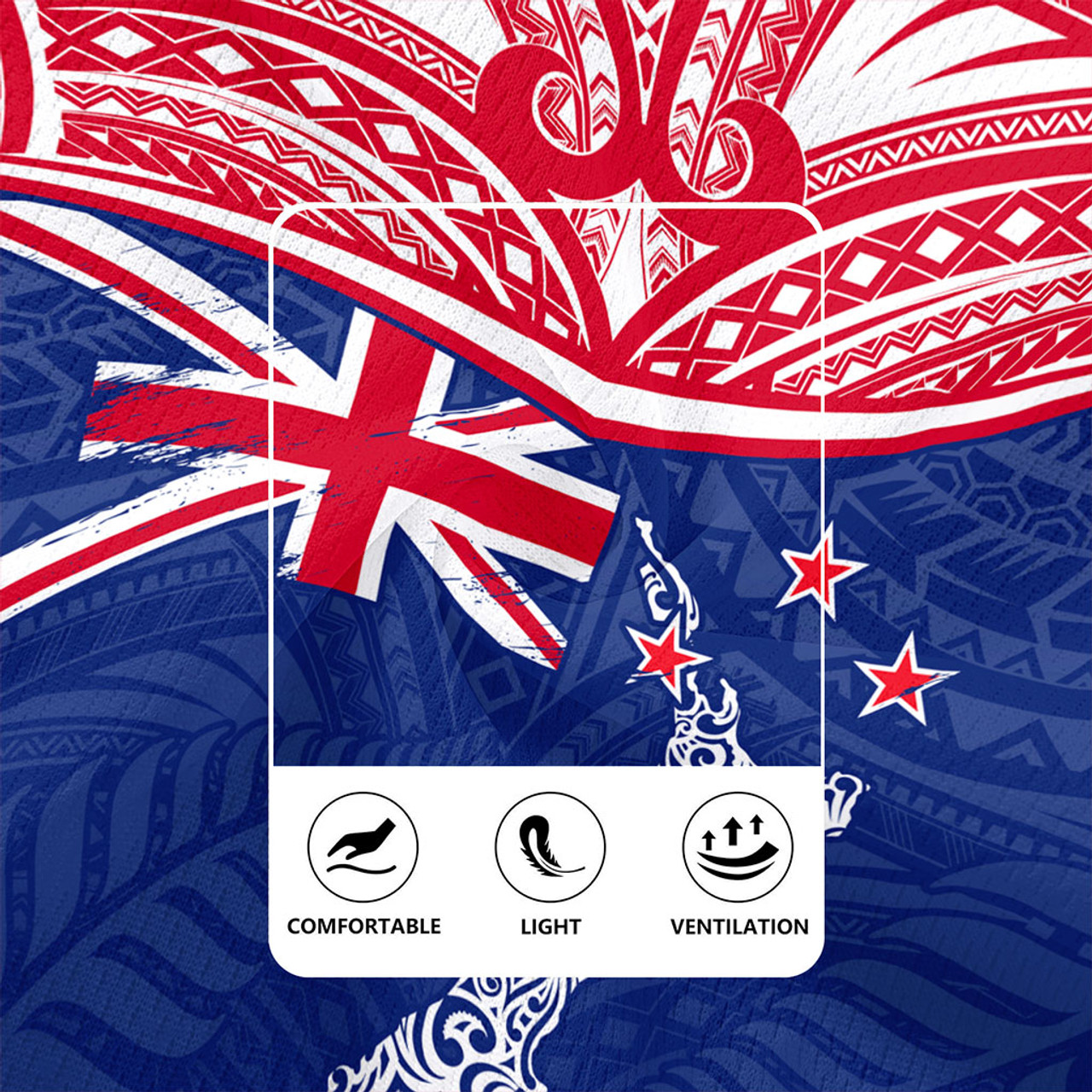 New Zealand Rugby Jersey Flag With Map And Maori Pattern