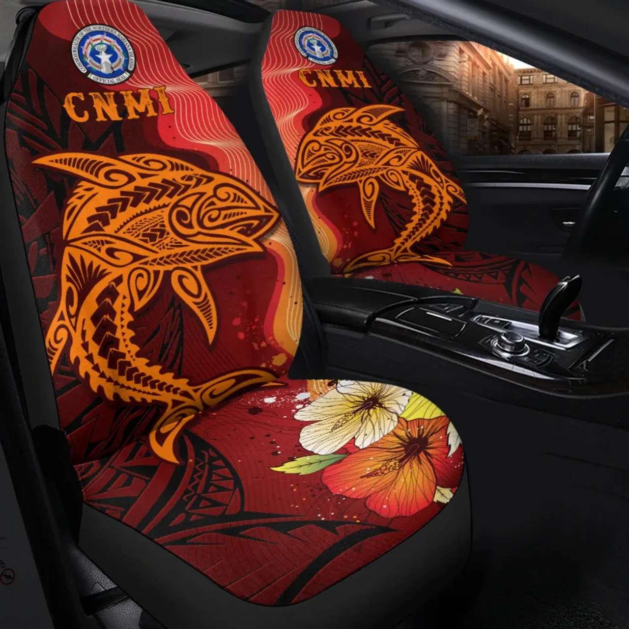 Northern Mariana Islands Car Seat Covers - Tribal Tuna Fish