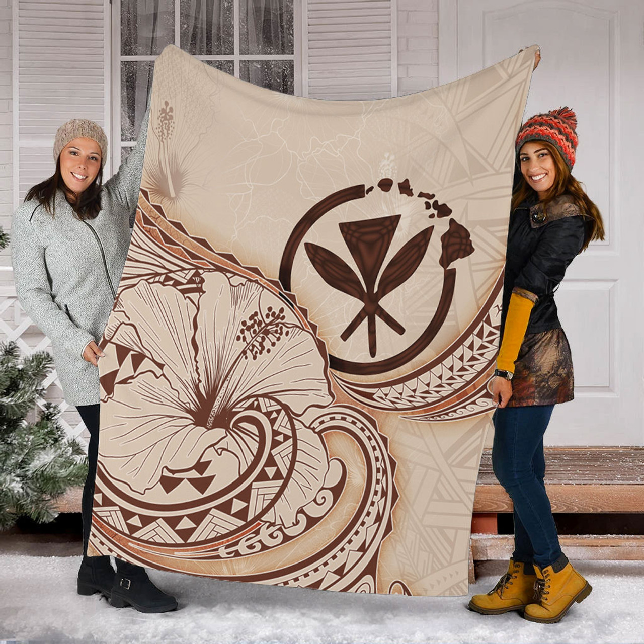 Hawaii Premium Blanket Hibiscus Flower Vintage Style