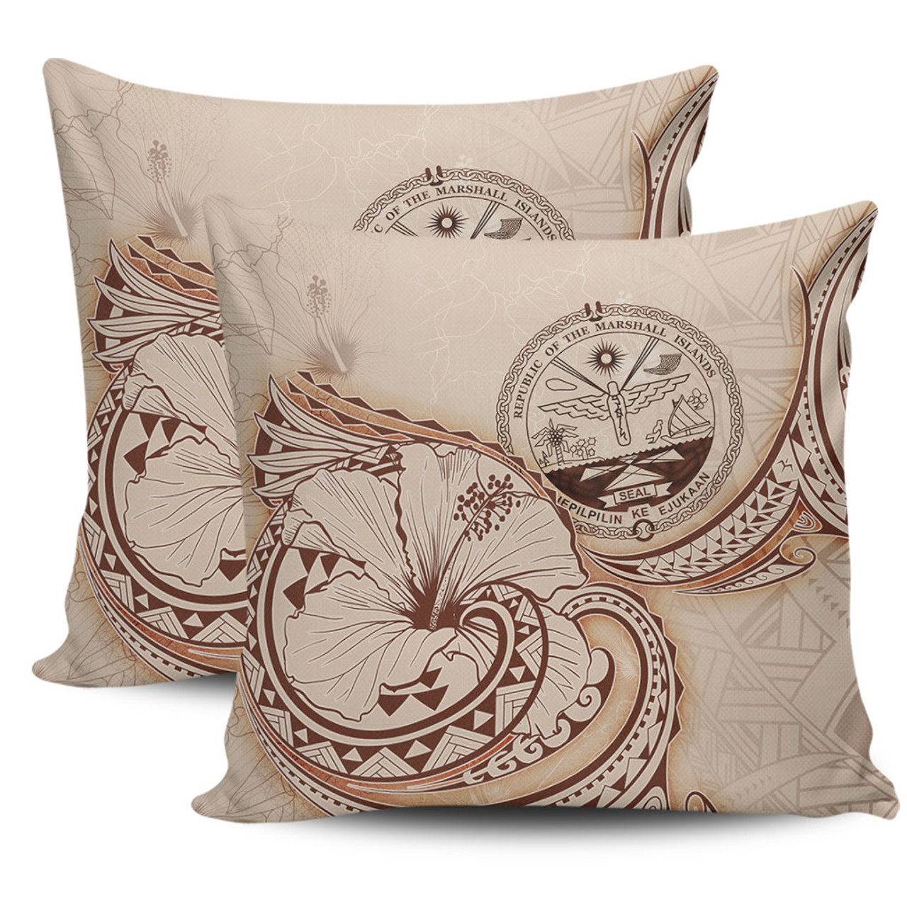 Marshall Islands Pillow Cover Hibiscus Flower Vintage Style2