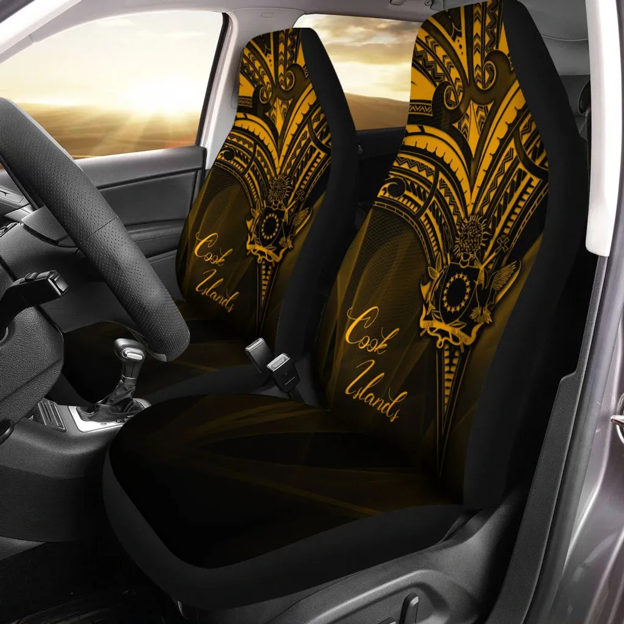 Cook Islands Car Seat Cover - Gold Color Cross Style