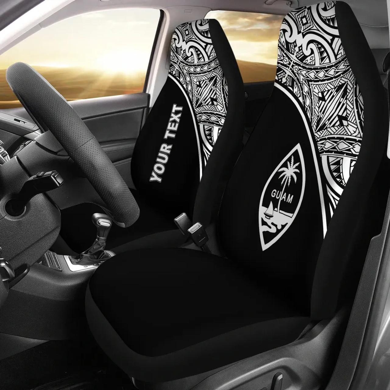Federated States of Micronesia Car Seat Covers - FSM Seal Polynesian Black Curve