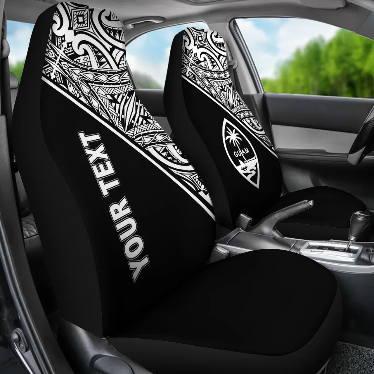 Federated States of Micronesia Car Seat Covers - FSM Seal Polynesian Black Curve