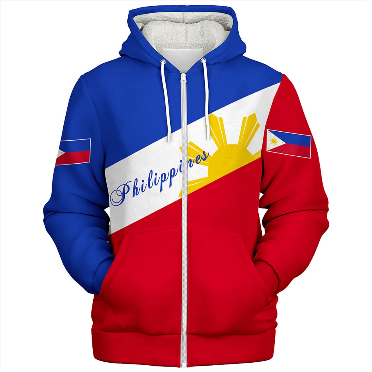 Philippines Filipinos Sherpa Hoodie Flag Sun Style