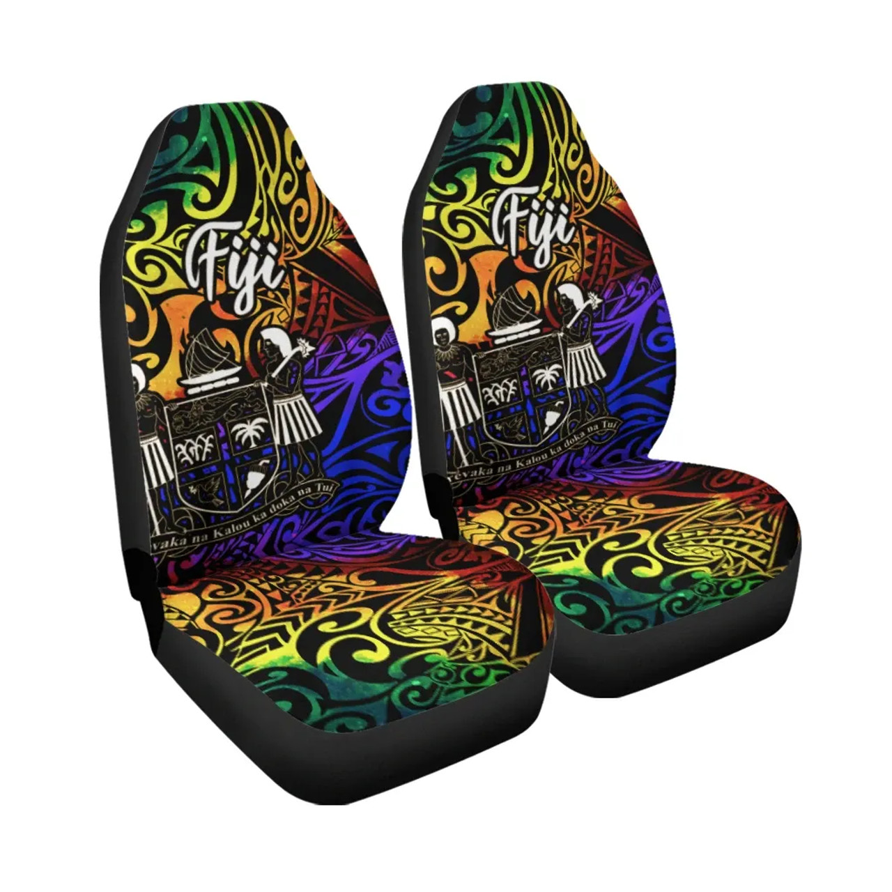 Fiji Car Seat Covers - Rainbow Polynesian Pattern Crest
