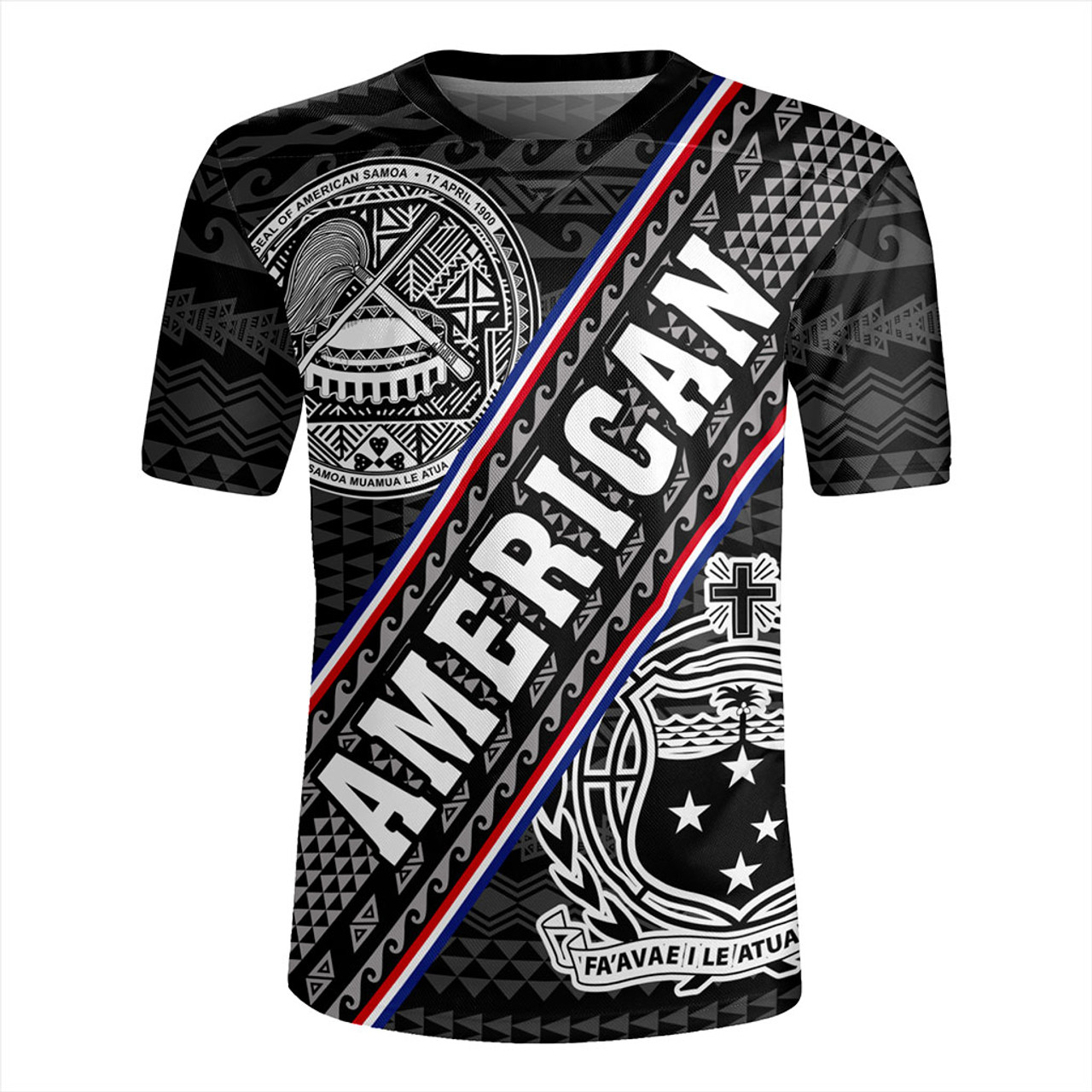 Samoa Rugby Jersey American Samoa Coat Of Arms Half Style