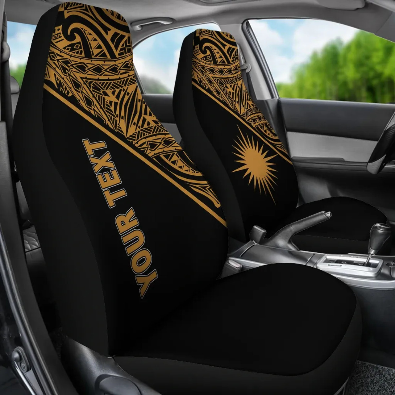 Marshall Islands Car Seat Covers - Marshall Islands Flag Polynesian Gold Curve