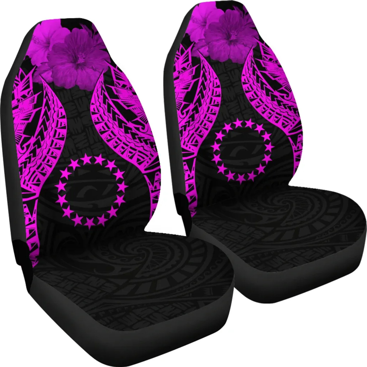 Cook islands Polynesian Car Seat Covers Pride Seal And Hibiscus Pink