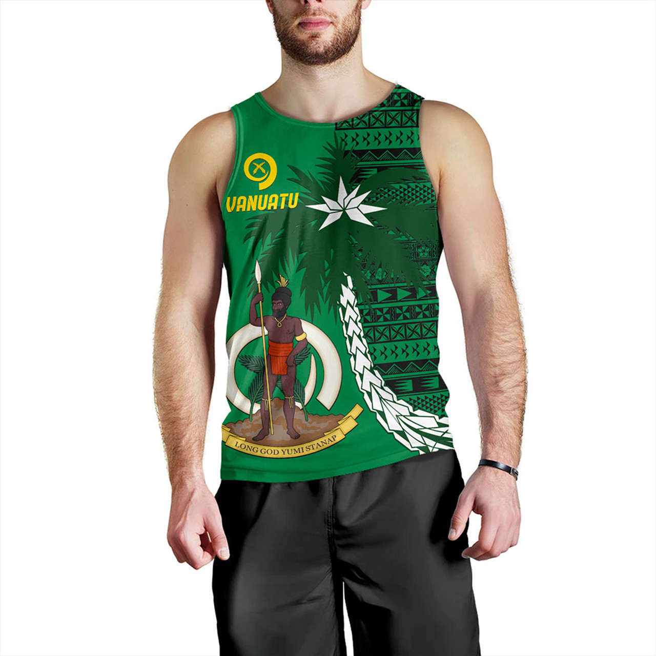 Vanuatu Tank Top Coat Of Arms Tree Coconut