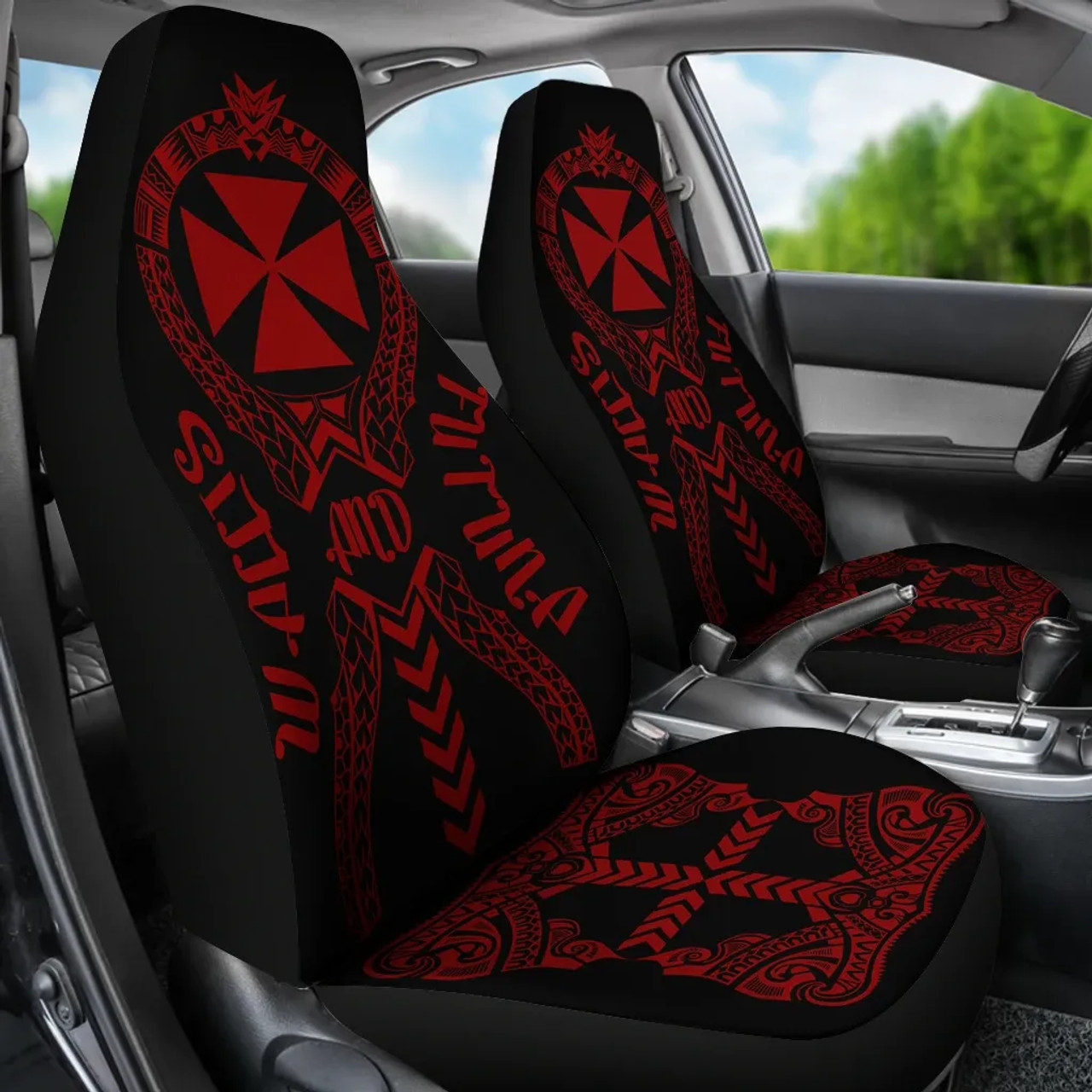 Wallis And Futuna Car Seat Covers - Wallis And Futuna Coat Of Arms Polynesian Tribal Deep Red