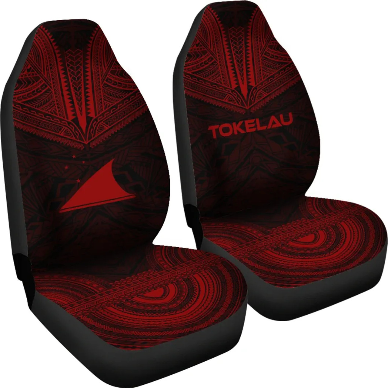 Tokelau Car Seat Cover - Tokelau Flag Polynesian Chief Tattoo Red Version