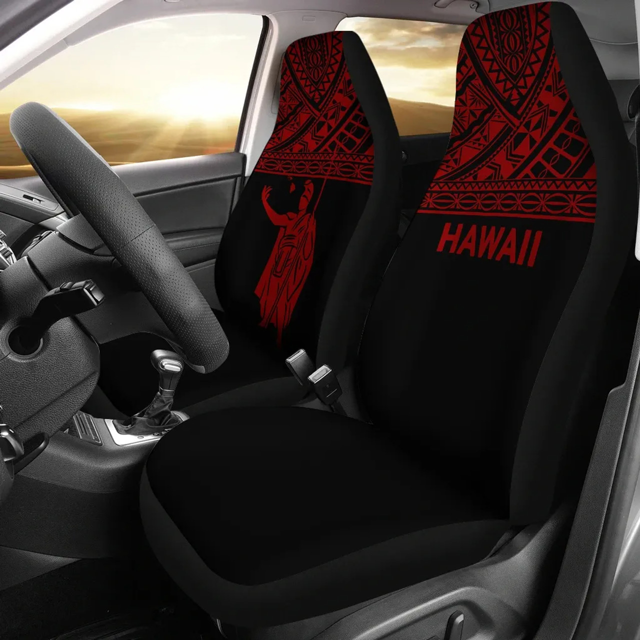 Hawaii Car Seat Covers - Kamehameha King Polynesian Red Horizontal