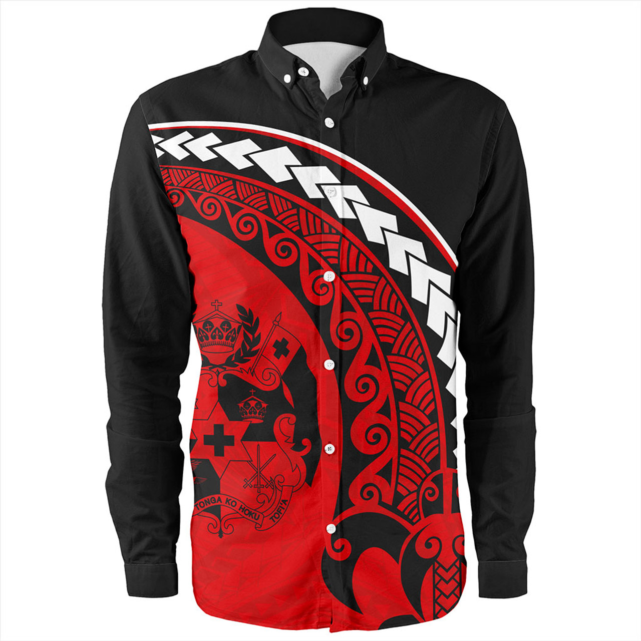 Tonga Long Sleeve Shirt Turtle Polynesian Tribal Coat Of Arms
