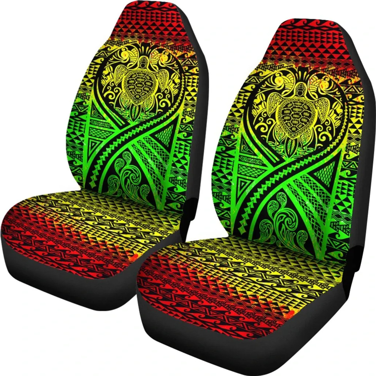 Hawaii Car Seat Covers - Turtle Polynesian Tattoo Reggae