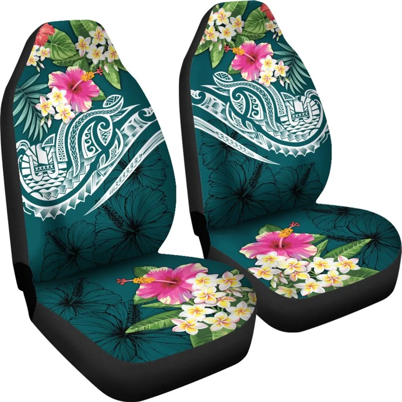 Nauru Polynesian Car Seat Covers - Summer Plumeria (Turquoise)
