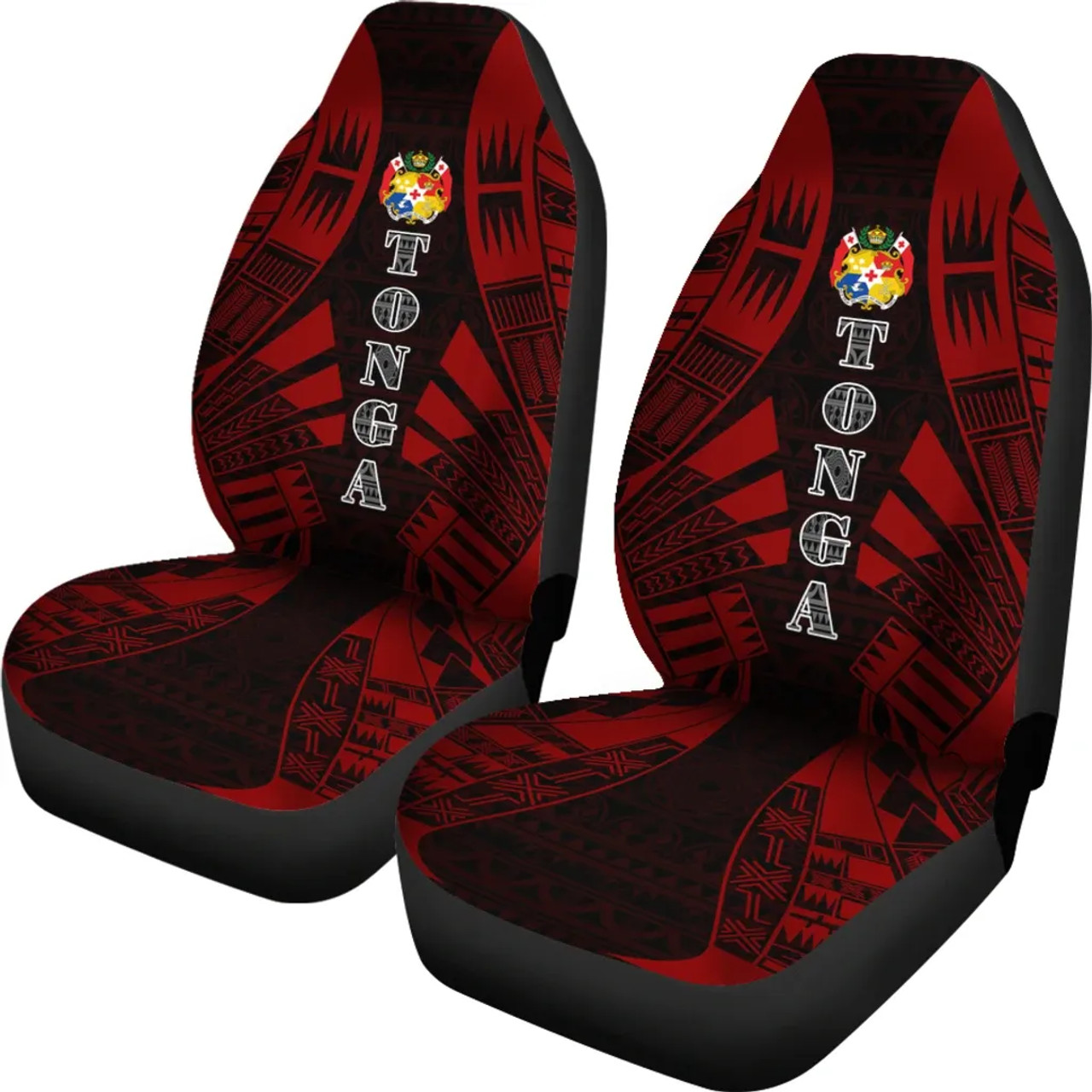 Tonga Car Seat Covers - Tonga Coat Of Arms Polynesian Tattoo Red