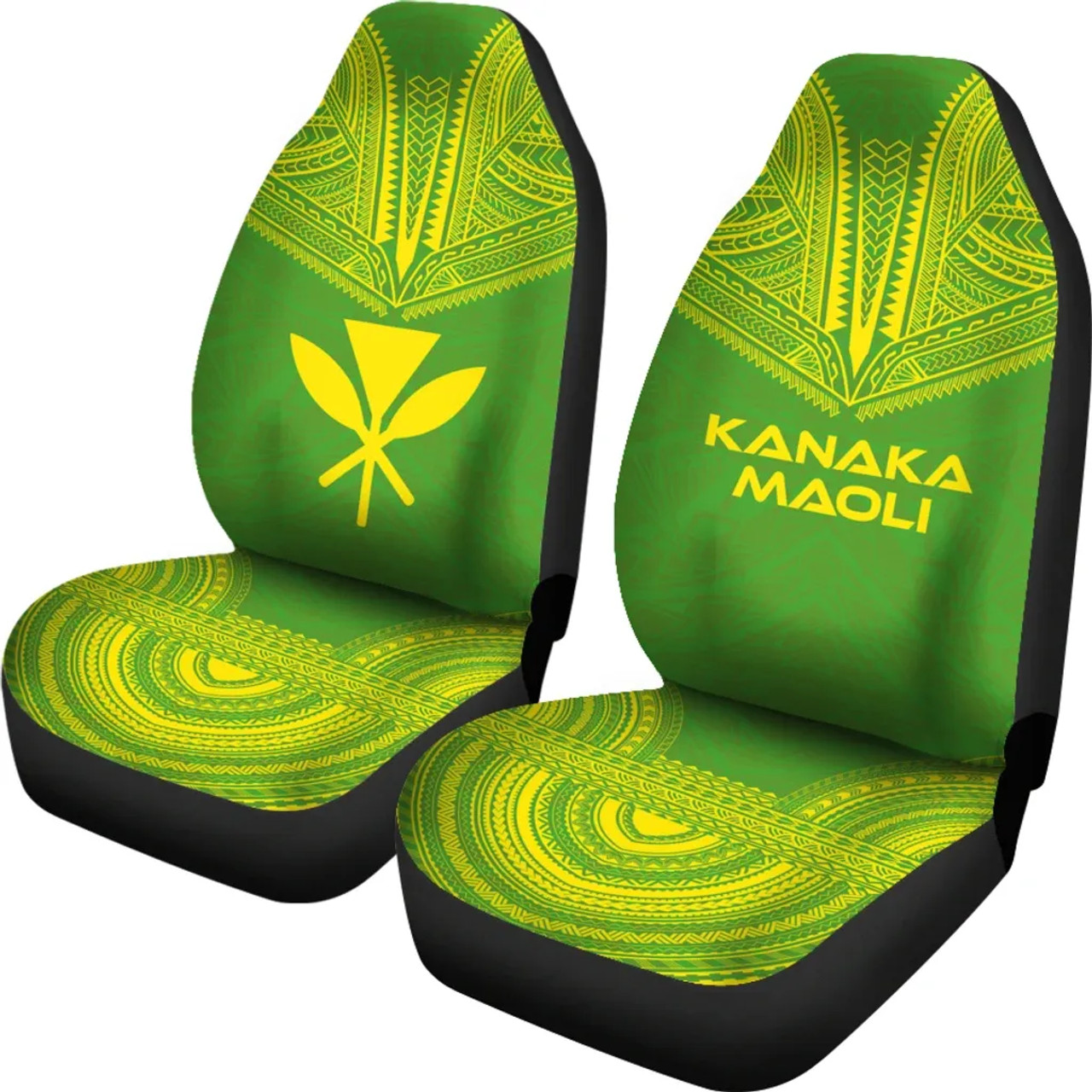 Hawaii Car Seat Cover - Kanaka Maoli Polynesian Chief Tattoo Green Version