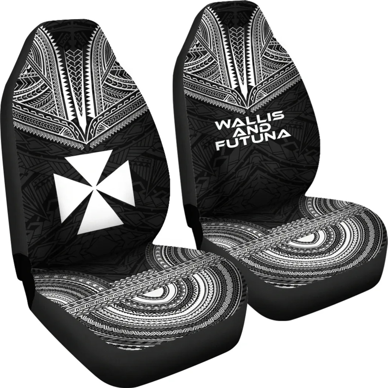 Wallis And Futuna Car Seat Cover - Wallis And Futuna Coat Of Arms Polynesian Chief Tattoo Black Version